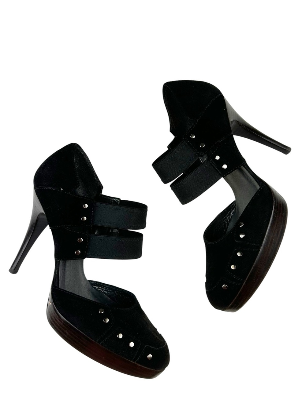 Stuart Weitzman Faux Suede Platform Stilletos Size 8 Black